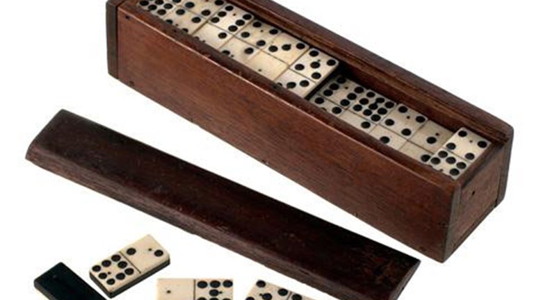 Domino set in a wooden box