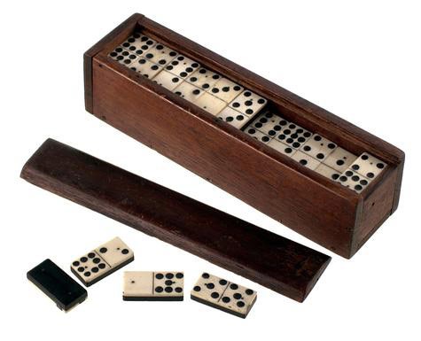 Domino set in a wooden box