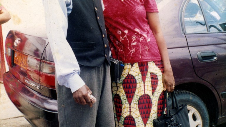 Nickel and Gertrude Mundabi outside church in Cameroon.