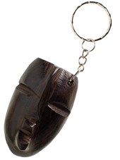 Wooden carved mask key ring.