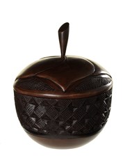 Wooden carved pot with lid.