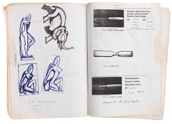 Art Study Notebook with Nickel Mundabi's notes and sketches.