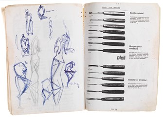 Art Study Notebook with Nickel Mundabi's notes and sketches.