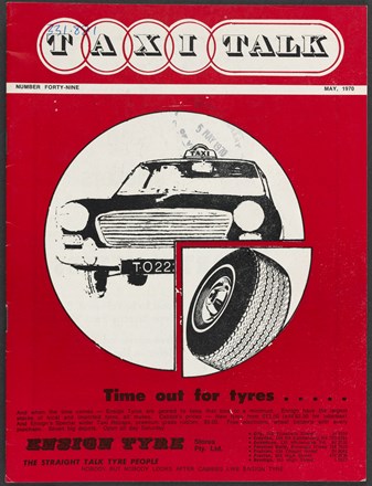 Front cover of Taxi Talk Magazine, No. 49 May 1970. 