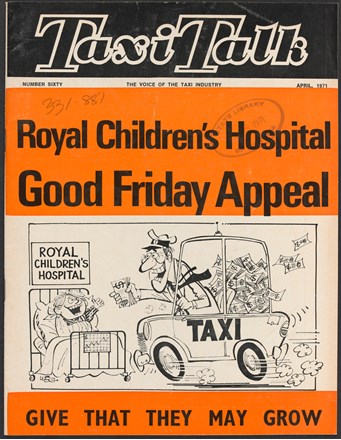 Front cover of Taxi Talk Magazine, No. 60 April 1971.