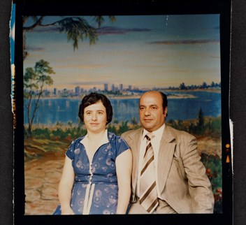 Studio portrait of couple, ca. 1970.