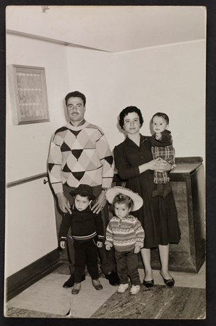 Portrait of family aboard Patris, 1965. 