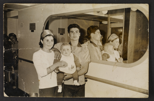 Portrait of family aboard Patris, 1967. 