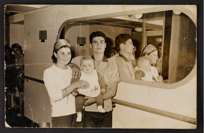 Portrait of family aboard Patris, 1967. 