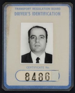 Taxi Driver's ID Card for Youssef Eid, 1972 .