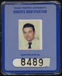 Taxi Driver's ID Card belonging to Romanos Eid, 1984.