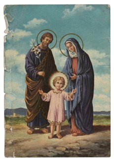 Religious Postcard depicting the Holy family of Jesus, Mary and Joseph , 1970s.