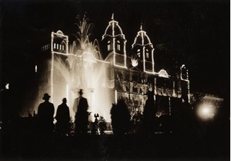 Festive street lighting as part of Melbourne Centenary Celebrations, 1934-1935.