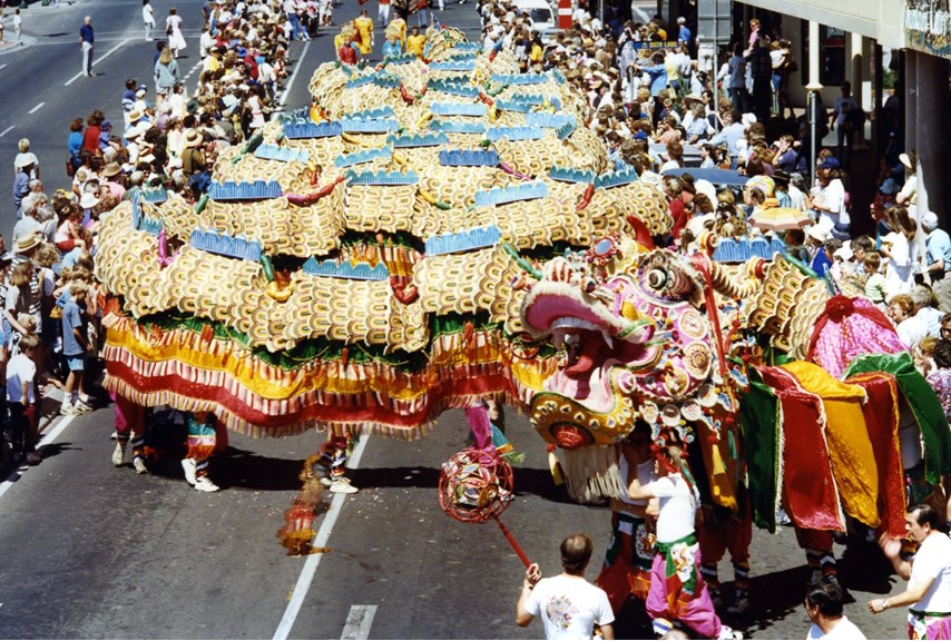 Dragon being paraded in the street