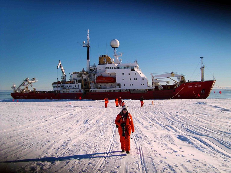 Melanie Mackenzie on her last trip to Antartica on board the RSS James Clark Ross.
