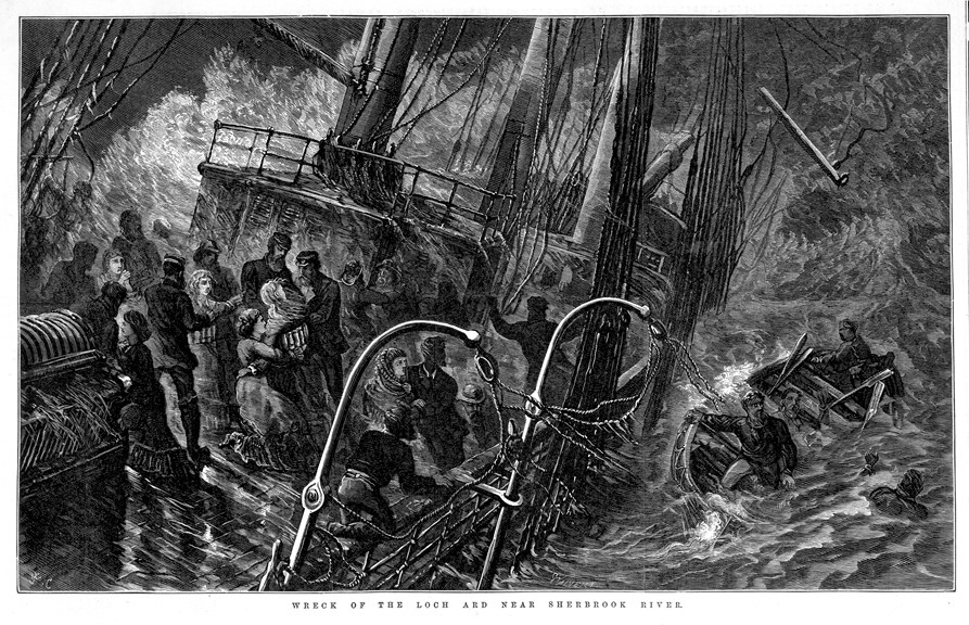 Print of 'Wreck of the Loch Ard near Sherbrook River', from Illustrated Sydney News and New South Wales Agriculturist &​ Grazier, 13 July 1878, p. 13