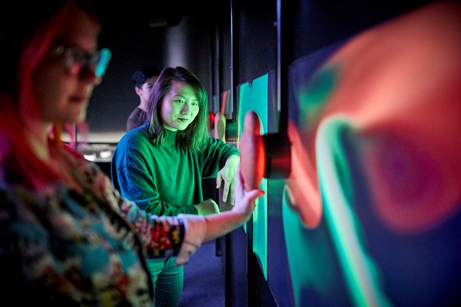 Visitors interact with Scienceworks exhibition "Beyond Perception: Seeing the Unseen".