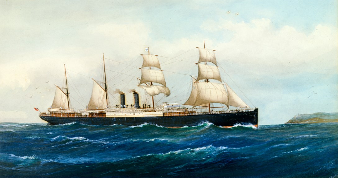 Painting of the sailing ship Orient on the sea, 1927