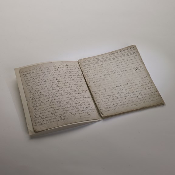 Ally Heathcote's diary titled 'Steamship Northumberland', describing her voyage to Australia in 1874, opened at pages 4-5.