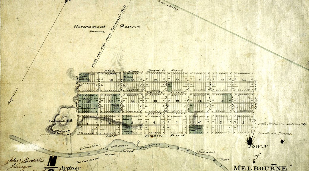 1837 hand-drawn plan of Melbourne