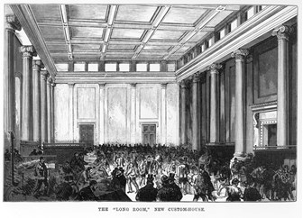 Grand hall filled with 1870s people