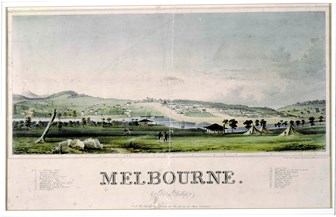 Melbourne from the south side of the Yarra River in 1839