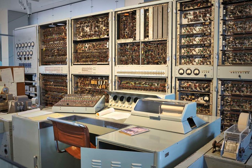 computer on display in a museum