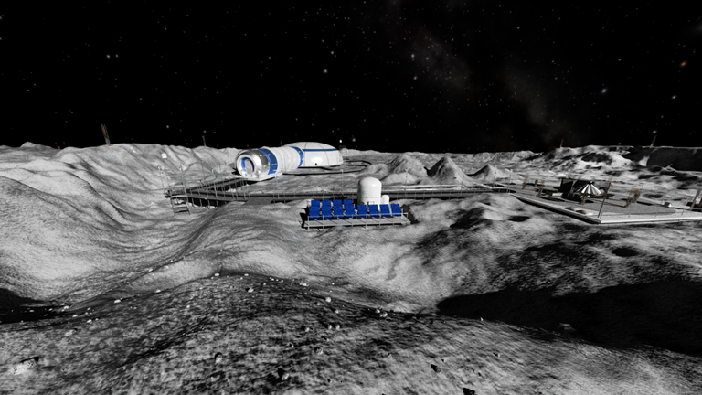 Fictitious moon base on the surface of the Moon