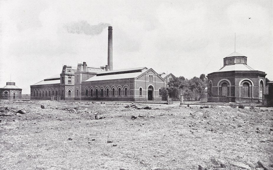 Exterior of Pumping Station, Spotswood, circa 1901