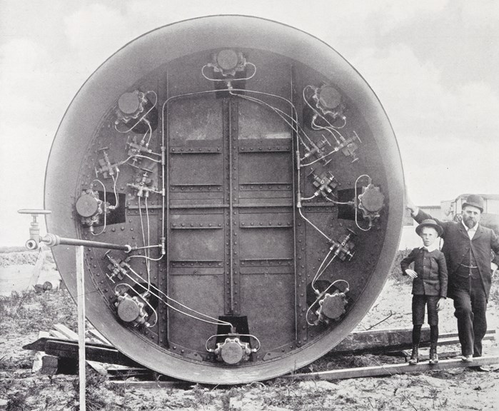 Rear view of Clark's tunnelling shield, Port Melbourne, circa 1894