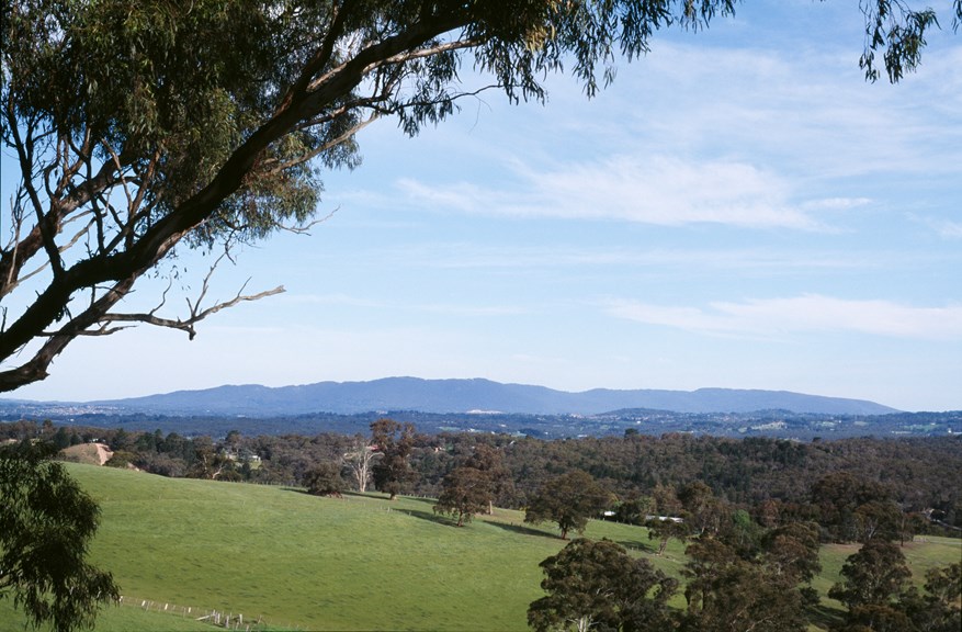 View of Dandenong Ranges (forested plateau) from Doncaster