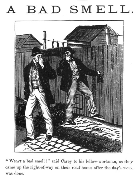 A Bad Smell illustration from Australian Health Society pamphlet, August 1880.