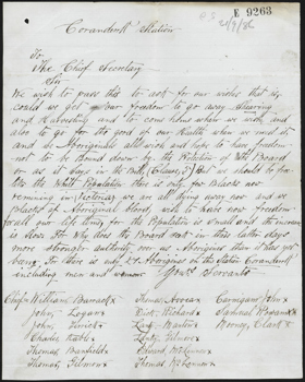 William Barak hand written petition to the Chief Secretary