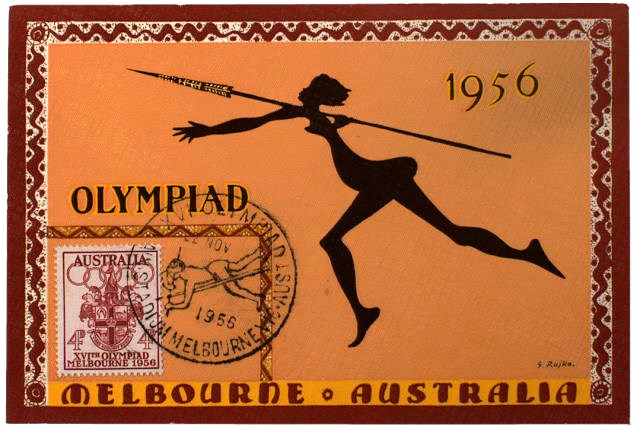 Postcard - 1956 Olympiad Aboriginal Design.