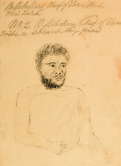'Billibellary' (Sketch), Chief of Yarra Tribe on Settlement being formed by William Thomas, taken from the Brough Smyth Papers, 1820.