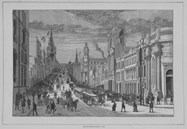 Illustration of Collins Street, looking east from Queen Street, from The Australasian Sketcher, 21 September 1886