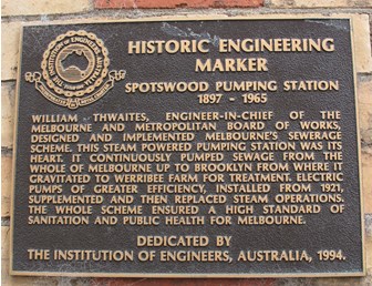 Historic Engineering Marker for the Spotswood Pumping Station