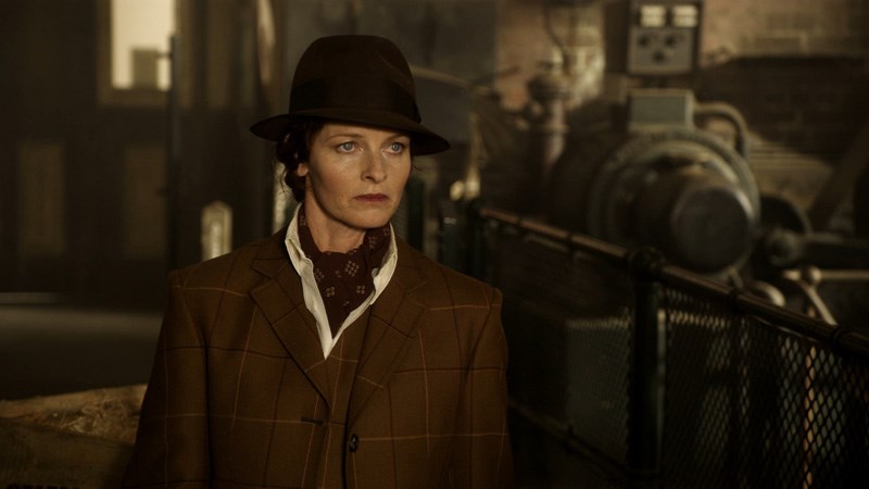 Promotional photo of Tammy MacIntosh from Miss Fisher’s Murder Mysteries, in a scene shot in the Spotswood Pumping Station.