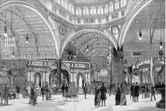 Centennial Exhibition Sketches: Under the Dome in the Avenue of Nations, looking eastwards from "Australasian Sketcher 6 September 1888.