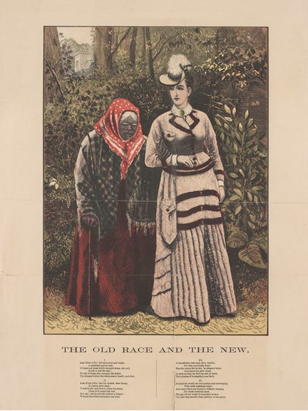 Coloured illustration depicting two women