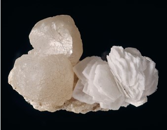 White mineral crystals