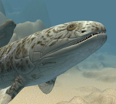 Animation still of the Gogonasus andrewsae (Gogo fish)