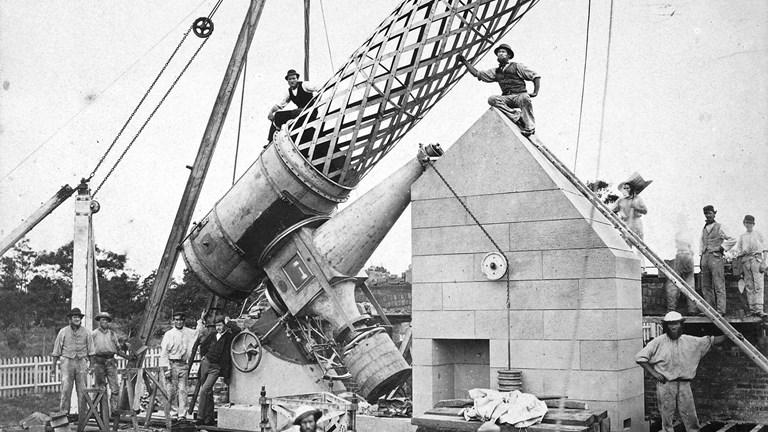 Assembly of the Great Melbourne Telescope, Melbourne Observatory, 1869