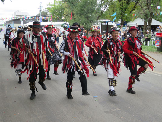 Morris dancers during a parade
