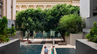  Visitors in Tribute Garden at Immigration Museum