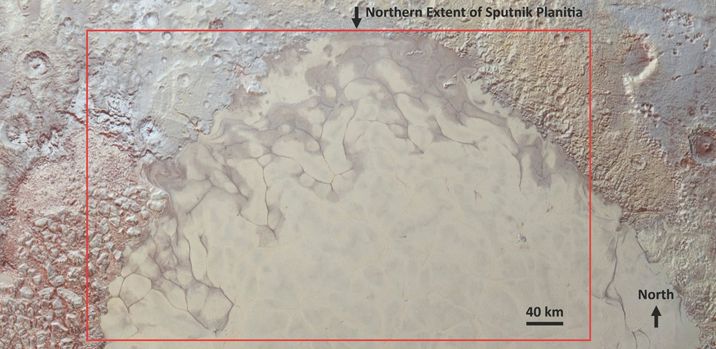 Closeup of Pluto glacier