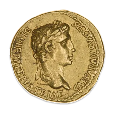 Gold Roman aureus coin showing a profile portrait surrounded by an inscription.