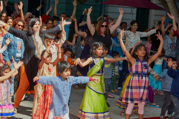  Visitors participating in Bollywood Dance Workshop at Diwali Kids Fest in Immigration Museum