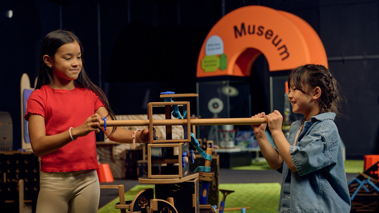 Children creating their own inventions in Tinkertown at Scienceworks.