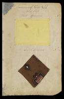 A page from Anne Trotter’s needlework book showing two patterned fabric samples.